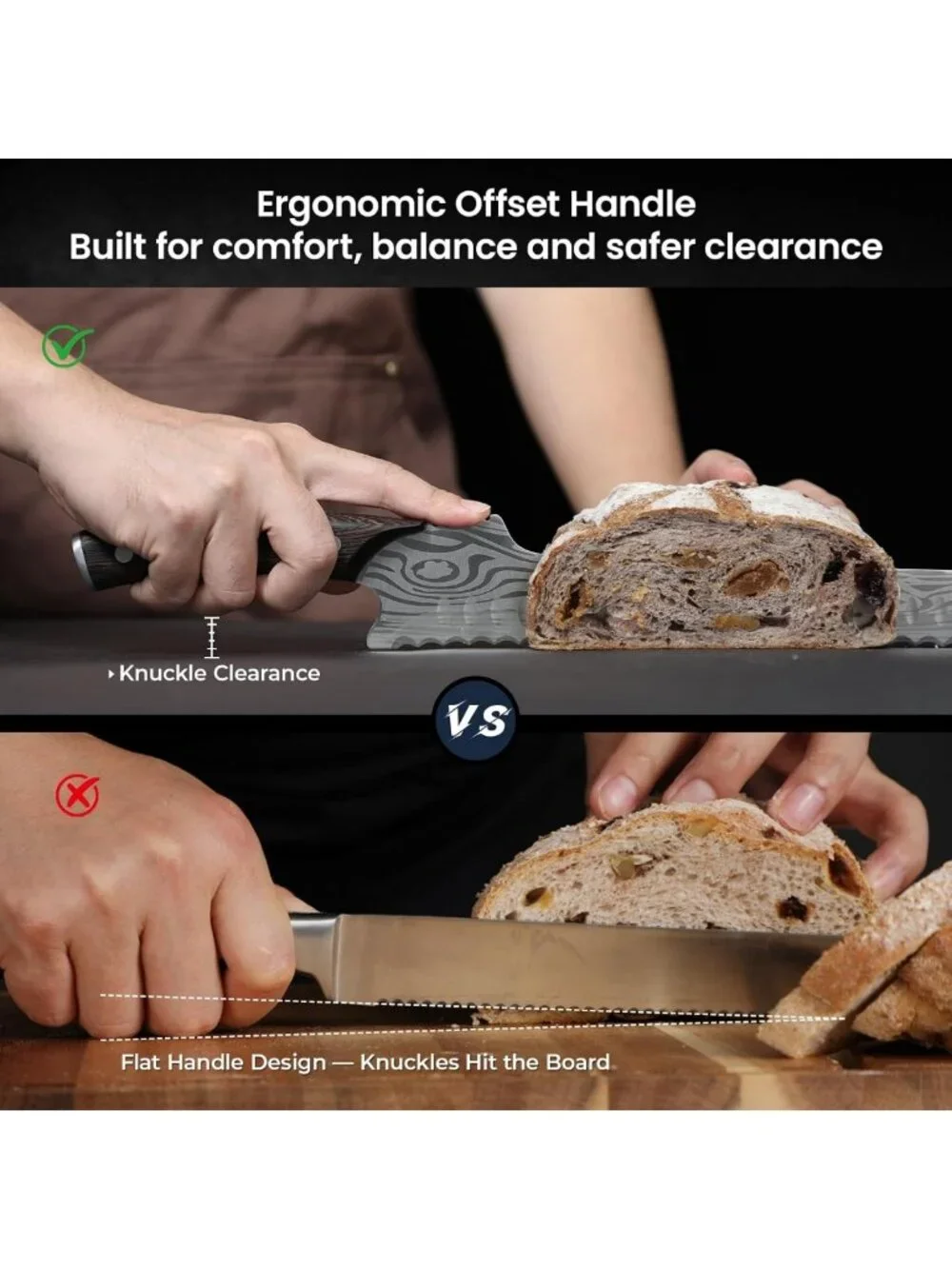 10.5 Inch Upgraded Offset Bread Knife for Homemade Bread & Baking Essentials